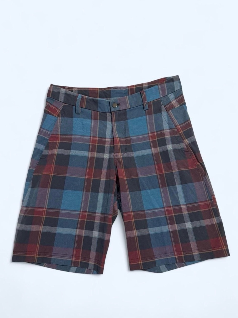 Men’s Lululemon Blue, Red, and White plaid ABC Classic-Fit Golf Shorts